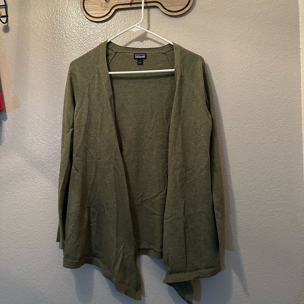 Women's Patagonia Green Open Front Sweater/ Cardigan